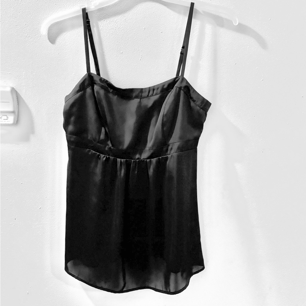 Cabi Strappy Satin Empire Waist Babydoll Cami Top Black Size 8